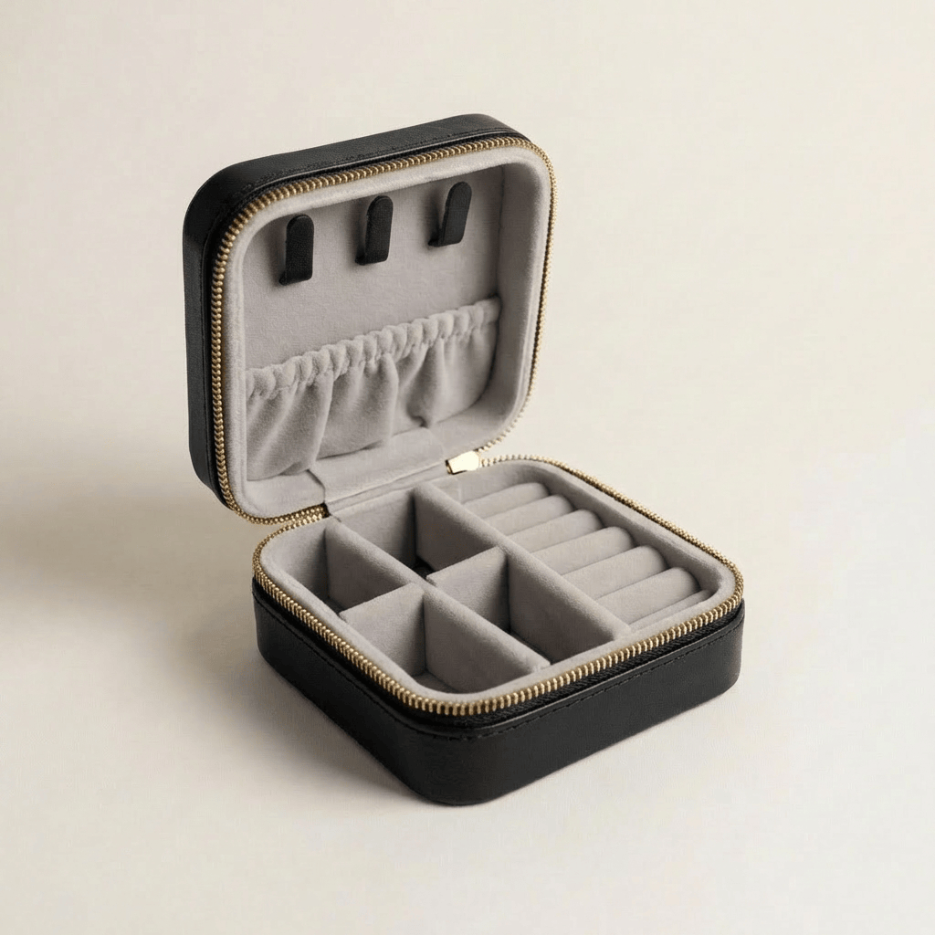 Coffret à bijoux en cuir Cabine Noir Mathieu Blanchard ACCESSOIRES PCOM20068S-noir Coffret à bijoux Cabine en cuir noir | Voyage &amp; rangement Mathieu Blanchard Joaillerie