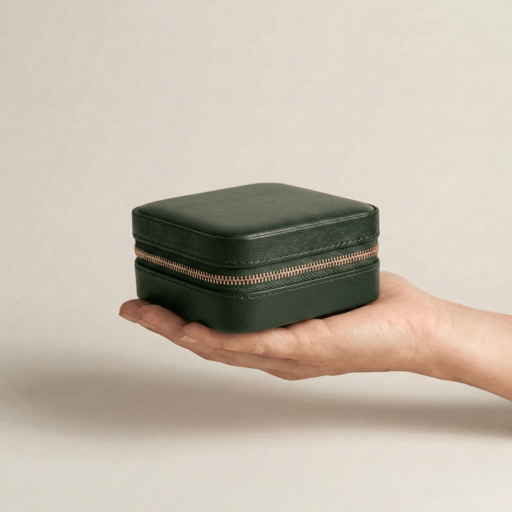 Mathieu Blanchard ACCESSOIRES Coffret à bijoux en cuir Cabine - Vert