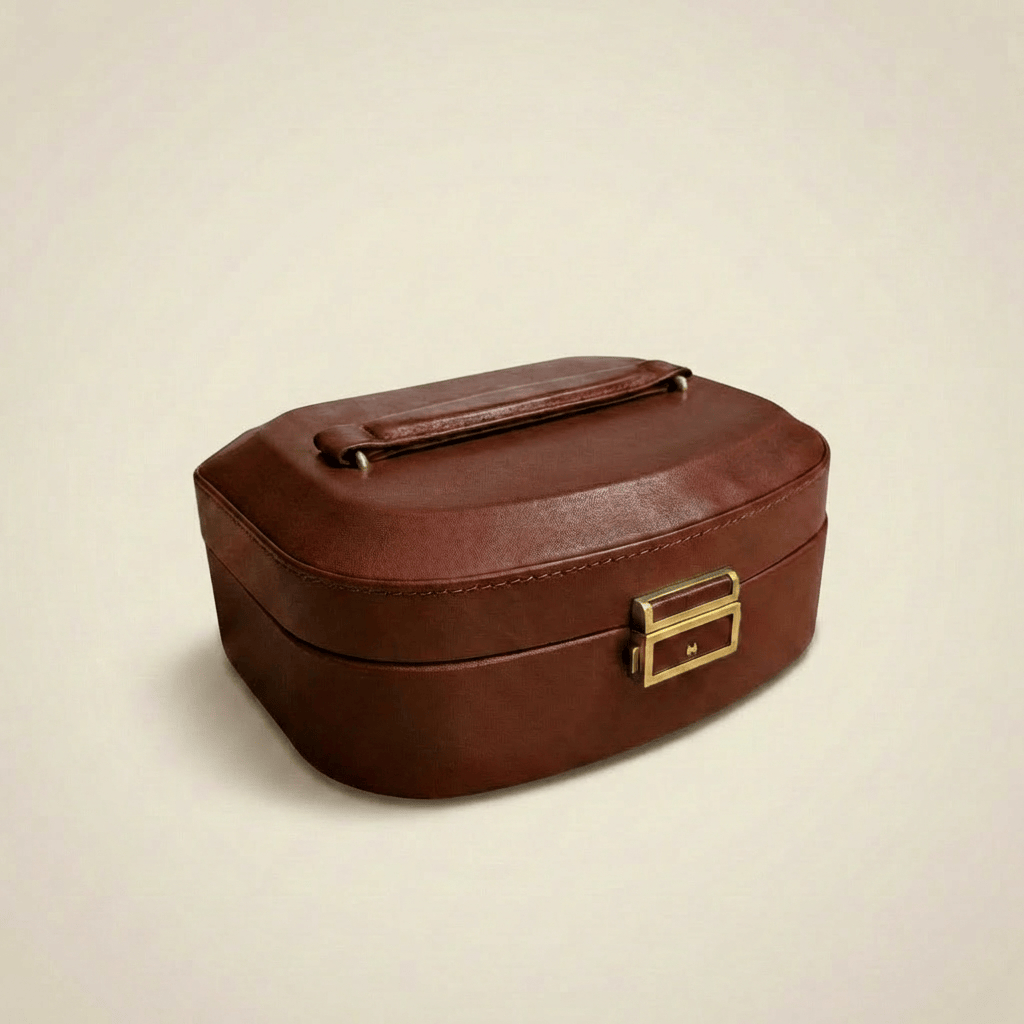 Mathieu Blanchard ACCESSOIRES Coffret à bijoux en cuir Grand Tour - Marron
