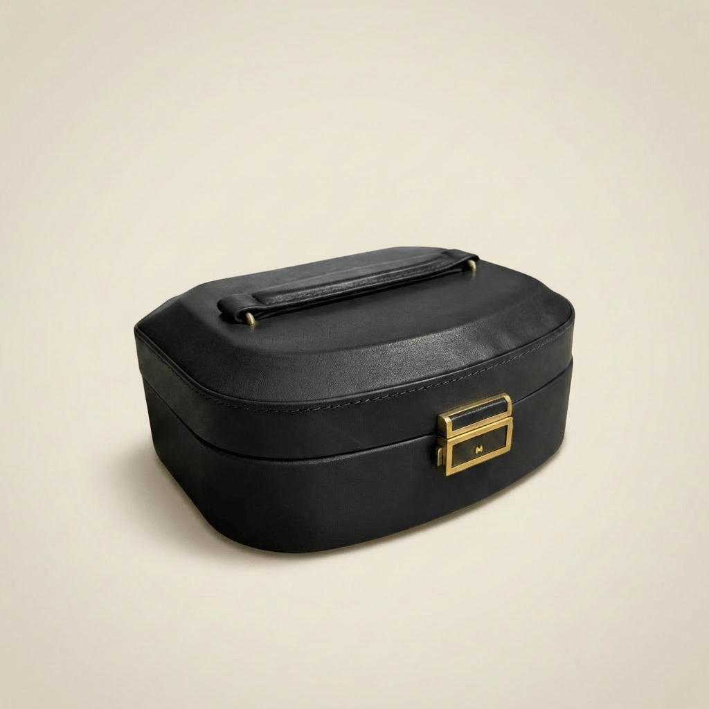 Mathieu Blanchard ACCESSOIRES Coffret à bijoux en cuir Grand Tour - Noir