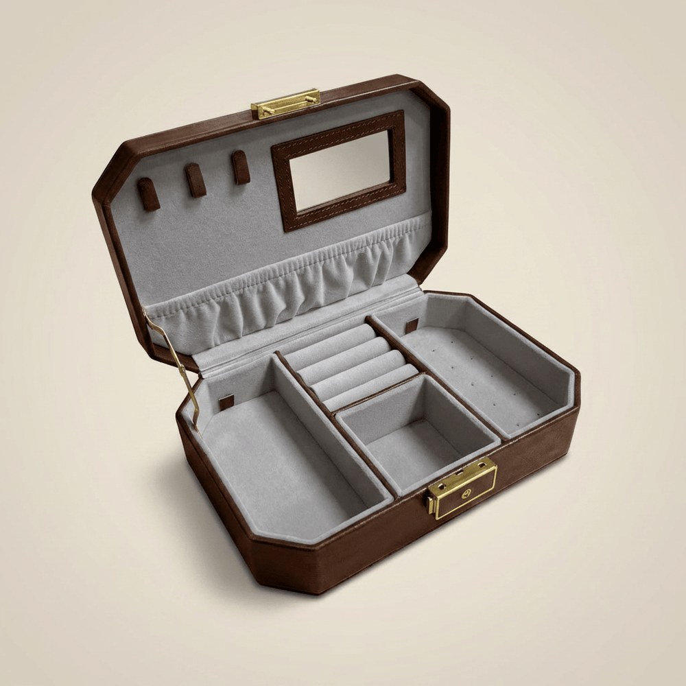 Mathieu Blanchard ACCESSOIRES Coffret à bijoux en cuir Week-end - Marron