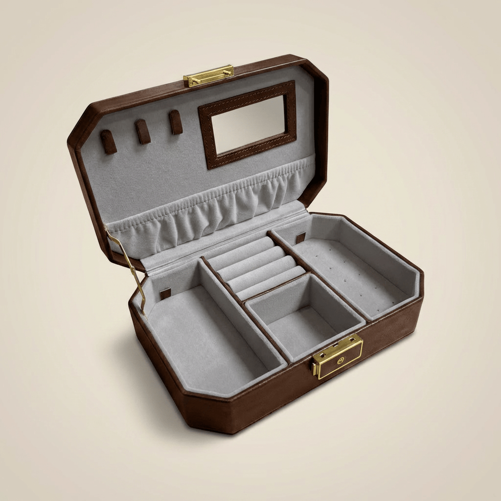 Mathieu Blanchard ACCESSOIRES Coffret à bijoux en cuir Week-end - Marron