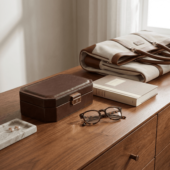 Mathieu Blanchard ACCESSOIRES Coffret à bijoux en cuir Week-end - Vert