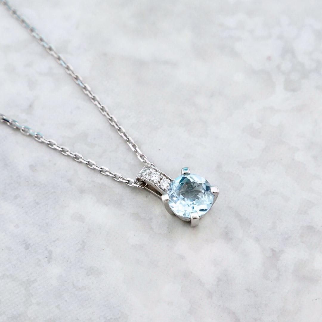 Mathieu Blanchard Collier Argent / Or 14K Collier Aqua en or 14K, diamants et topaze