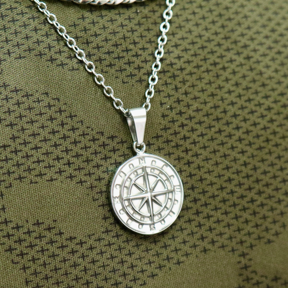 Collier Boussole en argent sterling Mathieu Blanchard Colliers Argent sterling PCOM10804S Collier Plaque en acier inox | Mathieu Blanchard Joaillerie Mathieu Blanchard Joaillerie