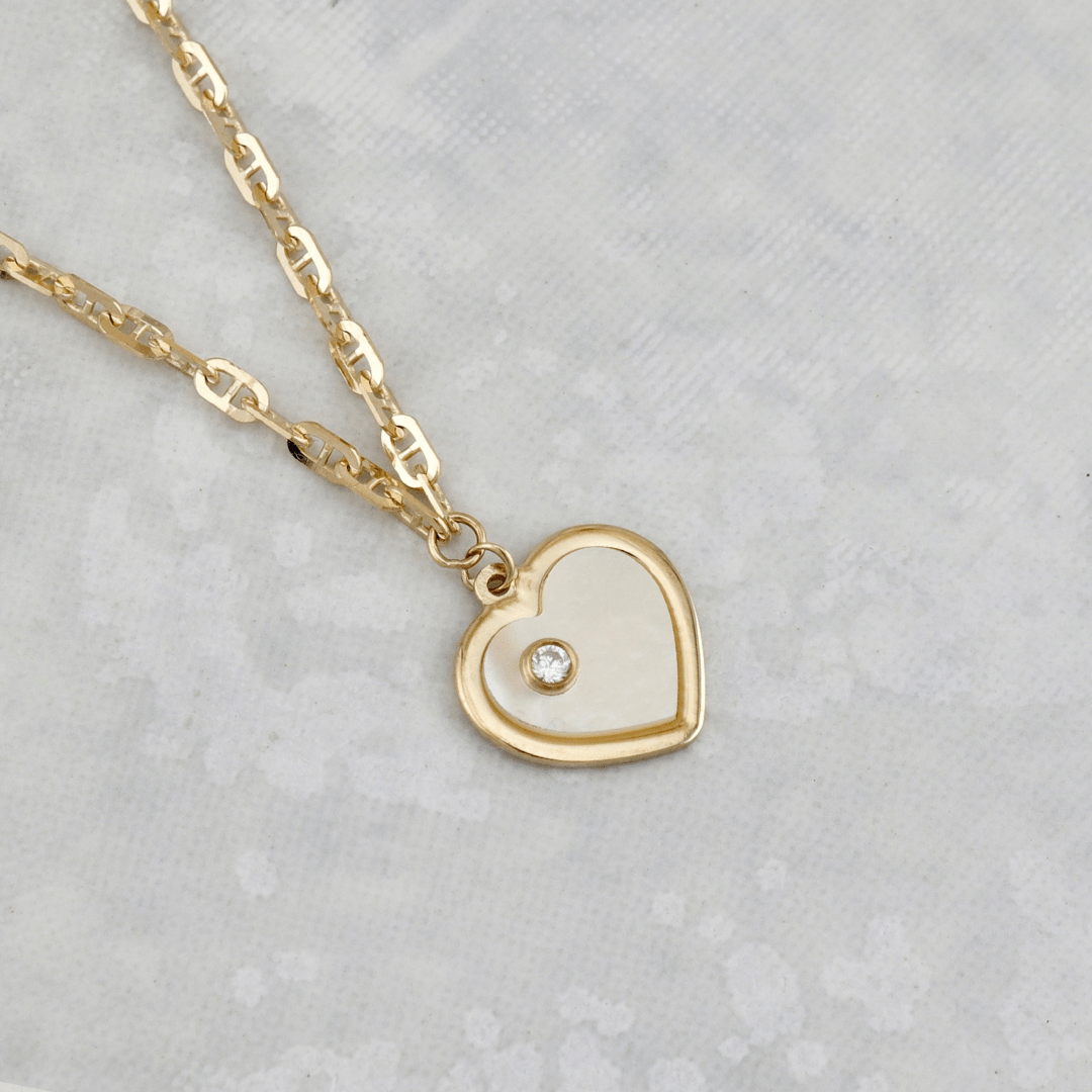 - Colliers Collier Coeur Nacré en or 10K