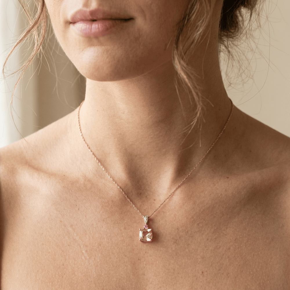 - Colliers Collier en or 10K, morganite, saphir rose et diamant