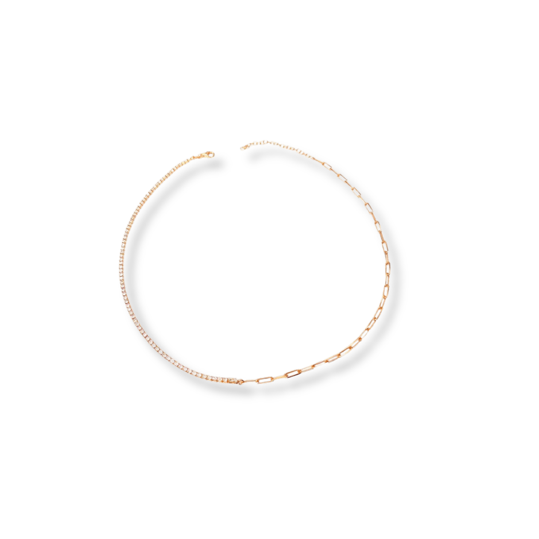 Mathieu Blanchard Collier Paperclip Tennis en argent sterling