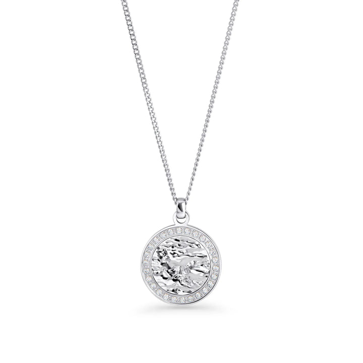 Collier Santo en acier inoxydable Mia Bijoux Collier Acier inoxydable Collier Santo en acier inoxydable - Médaillon martelé avec pierres | Mathieu Blanchard Mathieu Blanchard Joaillerie