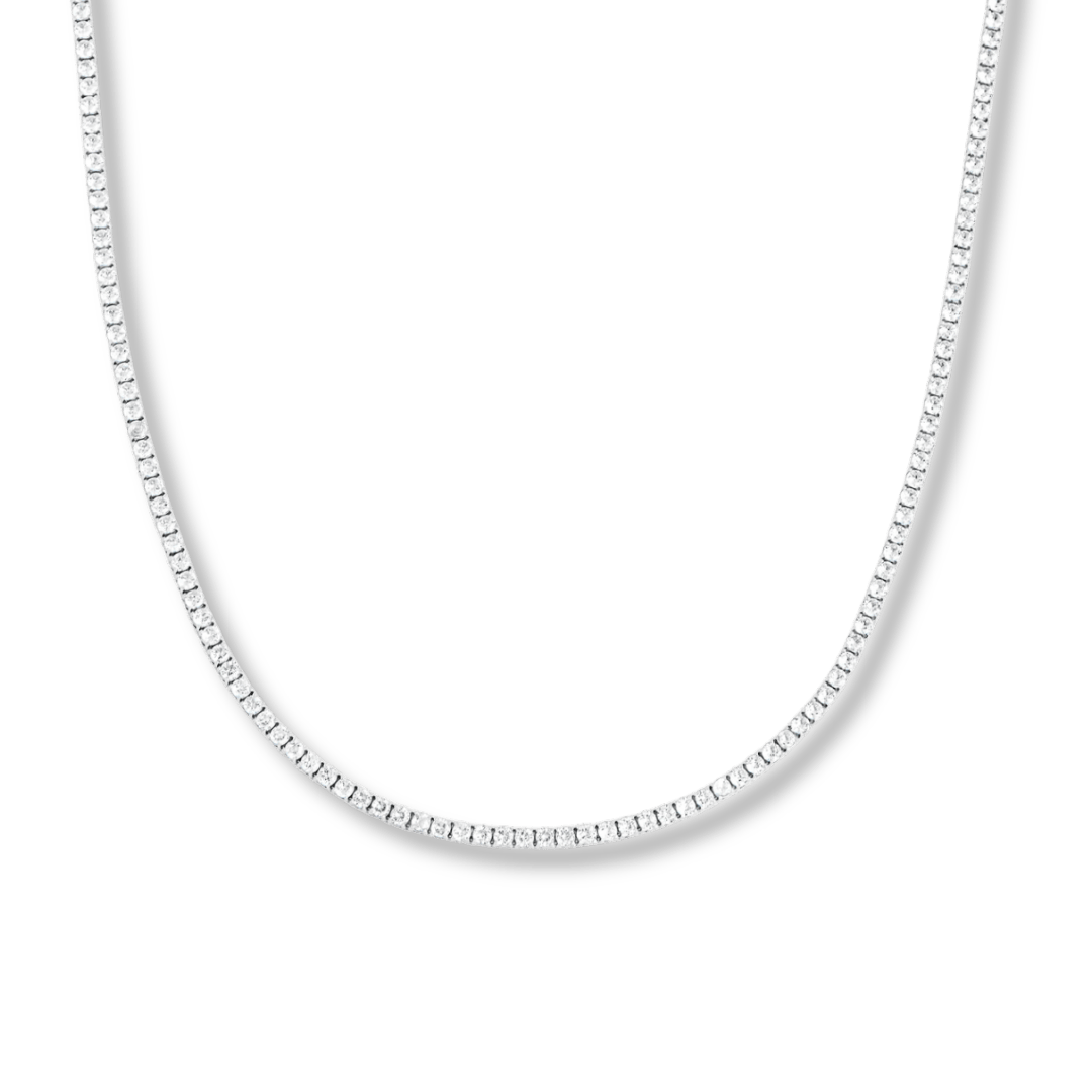 Collier Tennis Grace en acier inoxydable Mia Bijoux Collier Acier inoxydable T424N008AR Collier Santo en acier inoxydable - Médaillon martelé avec pierres | Mathieu Blanchard Mathieu Blanchard Joaillerie