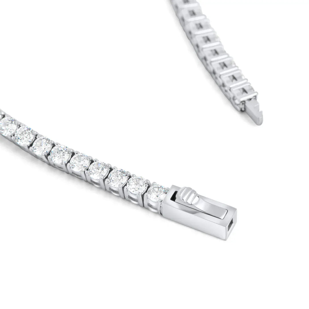 Collier Tennis Grace en acier inoxydable Mia Bijoux Collier Acier inoxydable T424N008AR Collier Santo en acier inoxydable - Médaillon martelé avec pierres | Mathieu Blanchard Mathieu Blanchard Joaillerie
