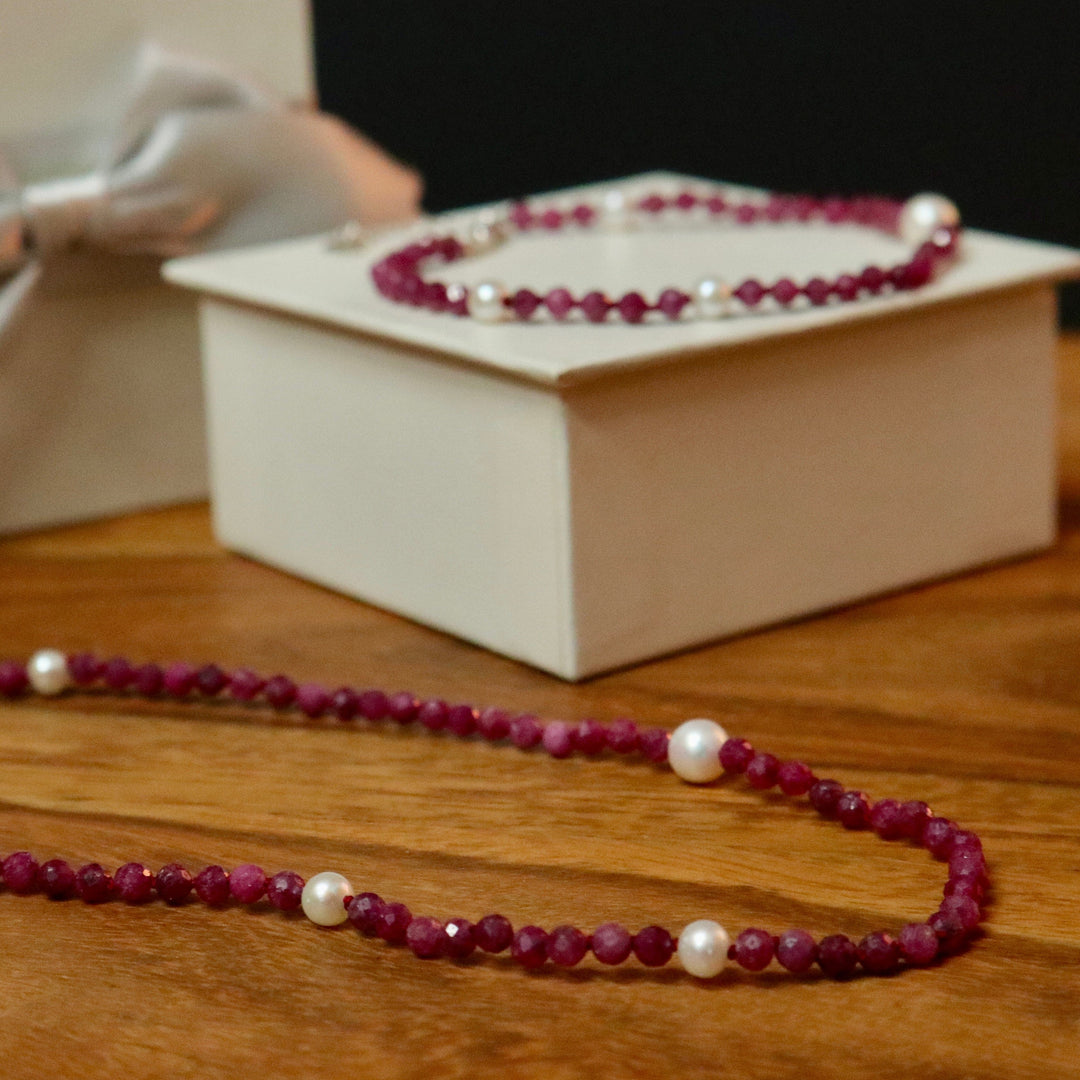 Mathieu Blanchard Collier Vibrance en perles et rubis