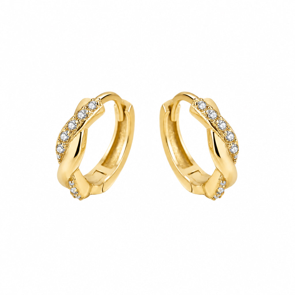Sparkling Twisted Sterling Silver Huggie Earrings