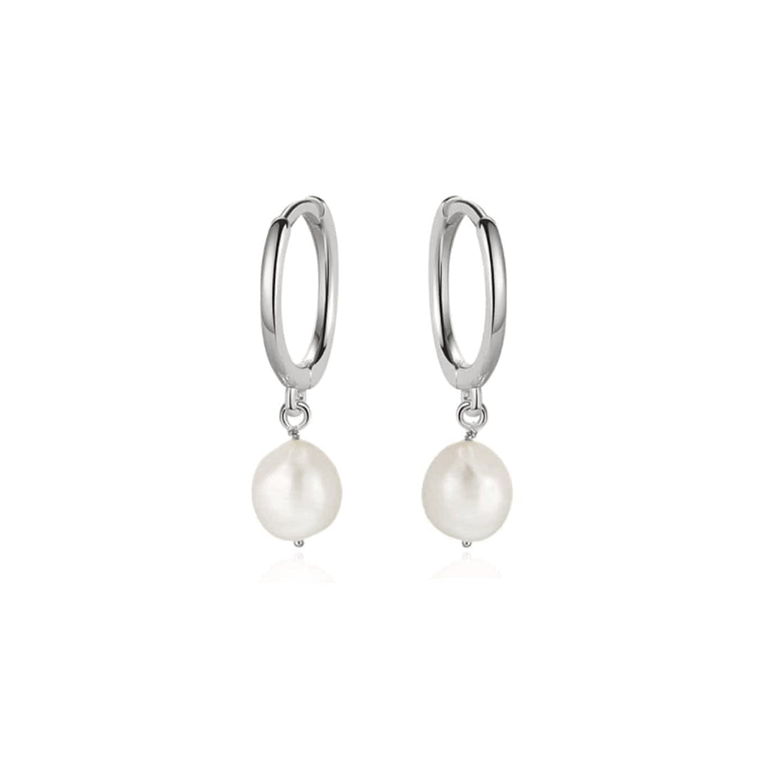 Sterling Silver Baroque Pearl Huggie Earrings