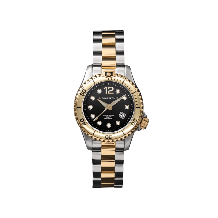 Momentum Montres Acier inoxydable Montre à énergie solaire 30mm Mini Eclipse 2-tons