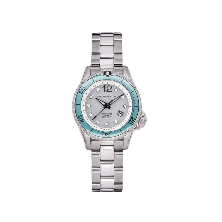 Momentum Montres Acier inoxydable Montre à énergie solaire 30mm Mini Eclipse aqua