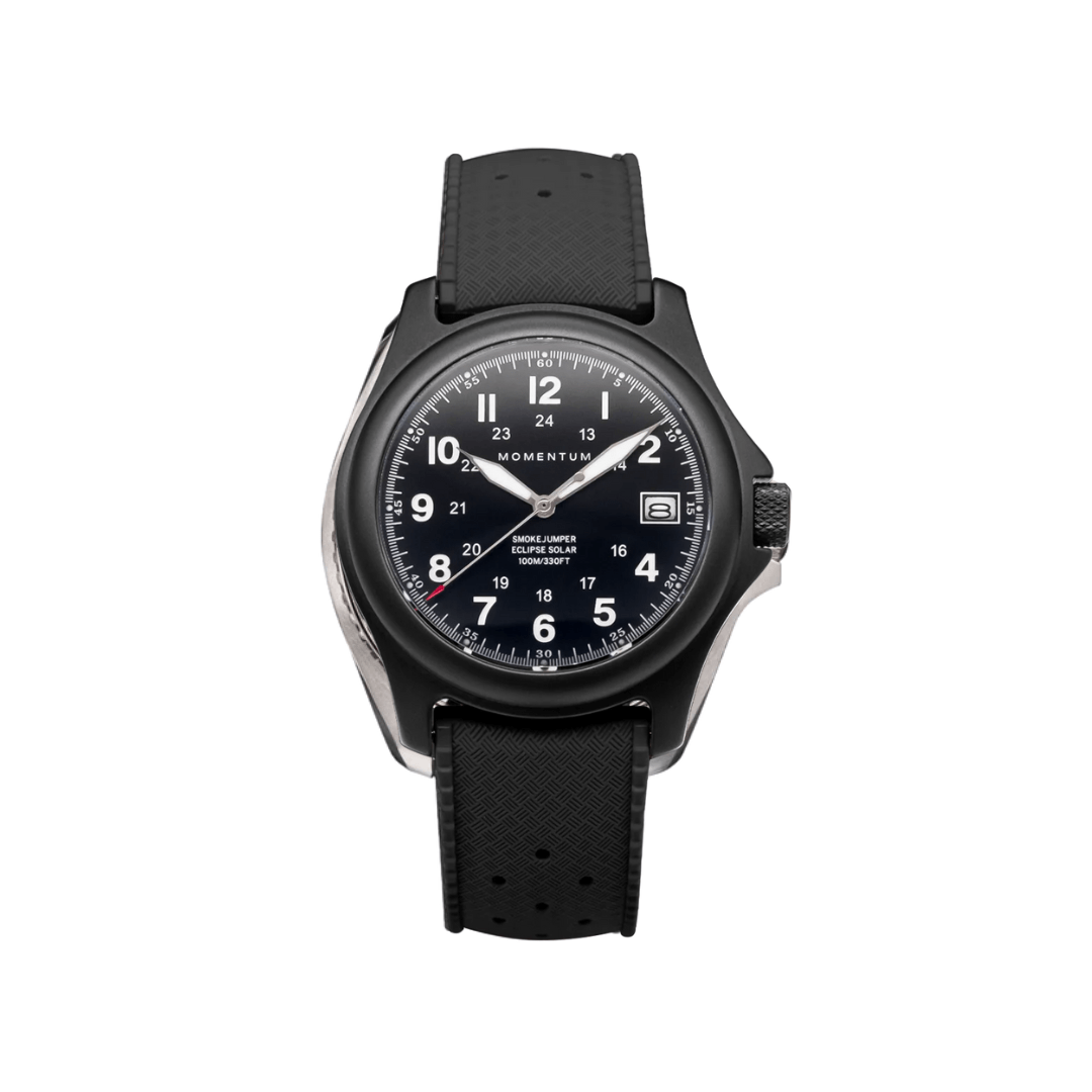 Momentum Montres Caoutchouc Montre à énergie solaire 38mm Smokejumper Eclipse Noir
