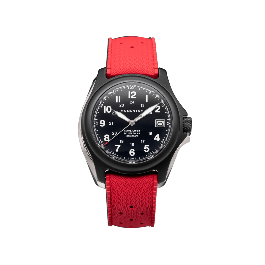 Momentum Montres Caoutchouc Montre à énergie solaire 38mm Smokejumper Eclipse Rouge