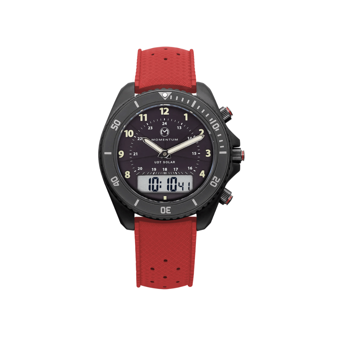 Momentum Montres Caoutchouc Montre à énergie solaire 42mm UDT Black-Ion