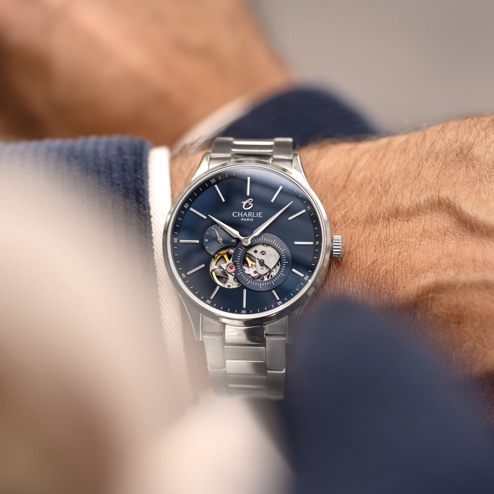 Charlie Paris Montre Montre Charlie Paris INITIAL Open Heart - Bleu 40 mm