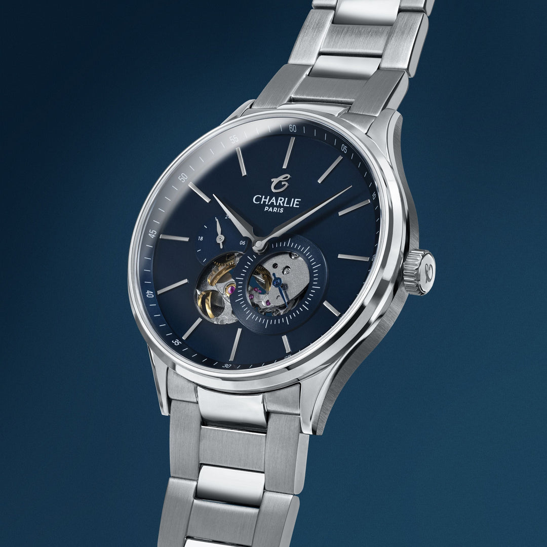 Charlie Paris Montre Montre Charlie Paris INITIAL Open Heart - Bleu 40 mm