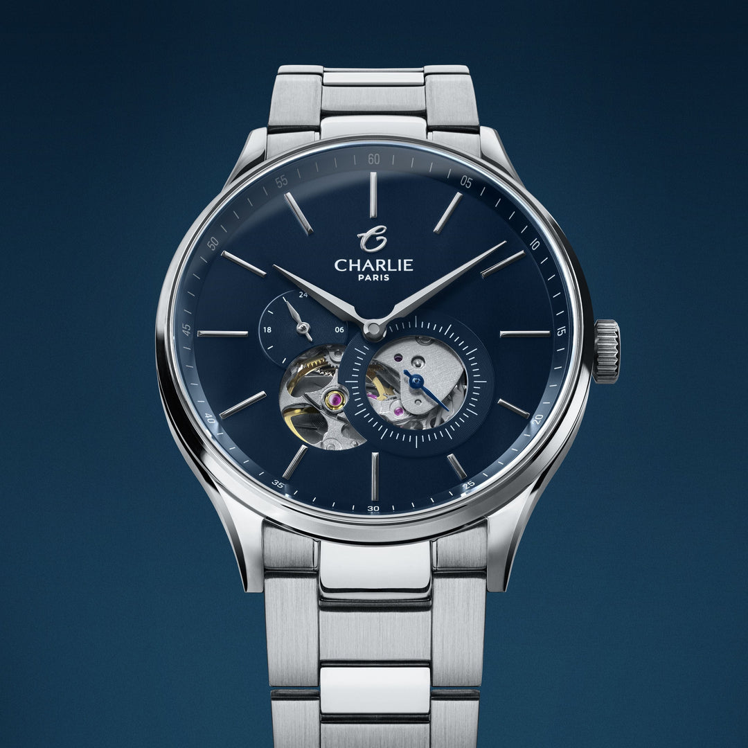 Charlie Paris Montre Montre Charlie Paris INITIAL Open Heart - Bleu 40 mm