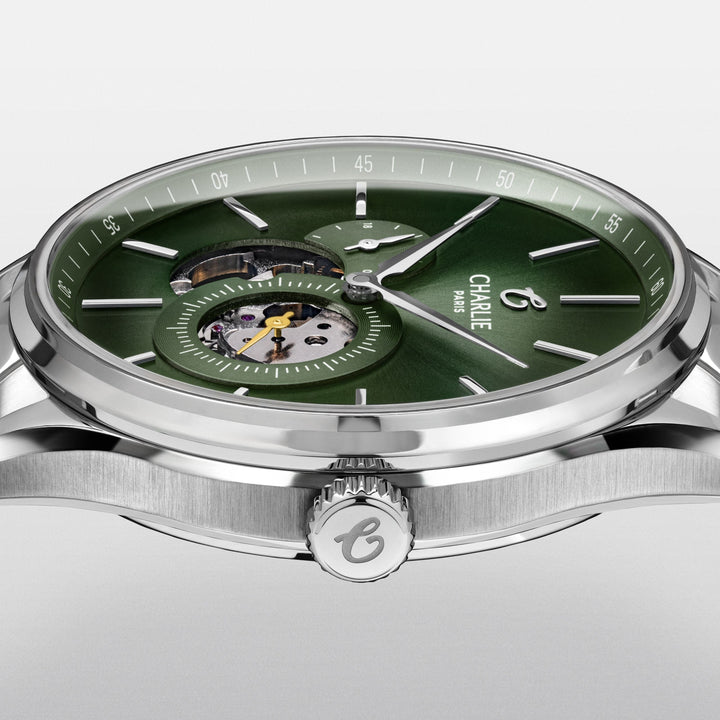 Charlie Paris Montre Montre Charlie Paris INITIAL Open Heart - Sauge 40 mm
