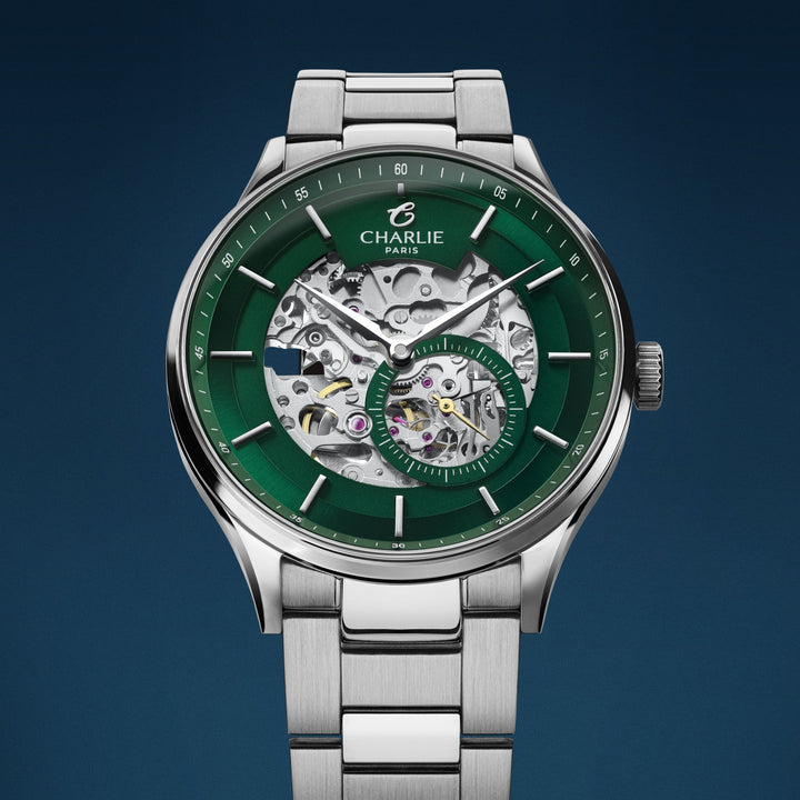 Charlie Paris Montre Montre Charlie Paris INITIAL Squelette - Vert 40 mm