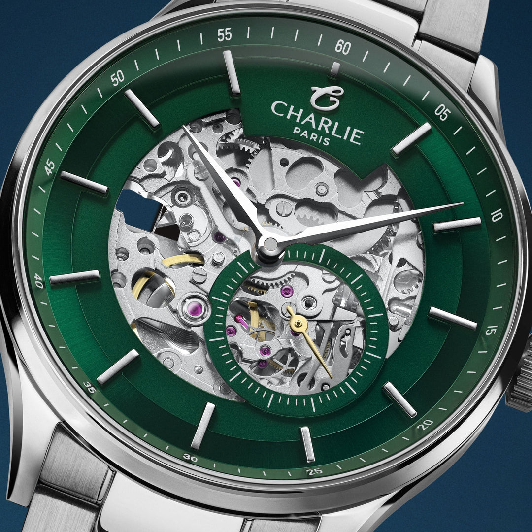 Charlie Paris Montre Montre Charlie Paris INITIAL Squelette - Vert 40 mm