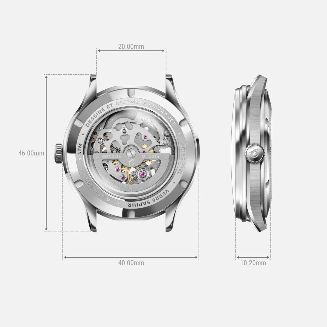 Charlie Paris Montre Montre Charlie Paris INITIAL Squelette - Vert 40 mm