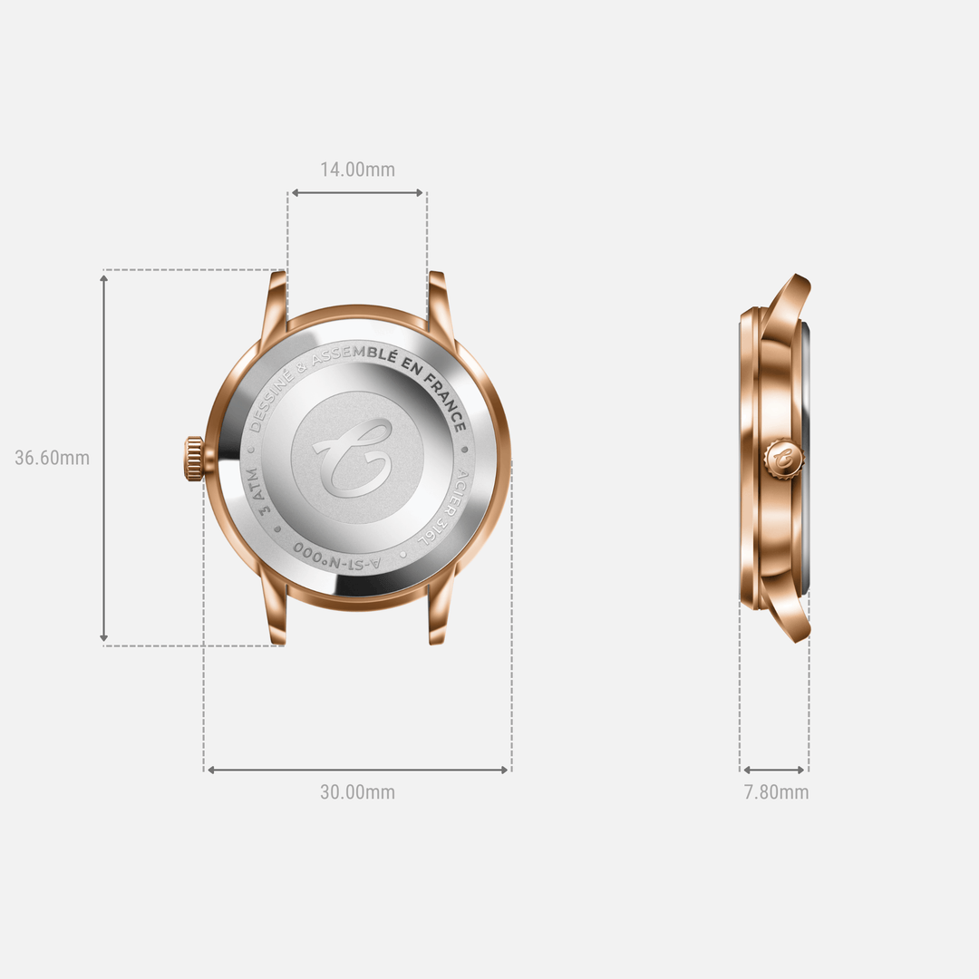 Montre Charlie Paris SULLY Phase de LuneRosé 30 mm en acier inoxydable Charlie Paris Montre Montre Charlie Paris SULLY Phase de Lune - Or Rosé 30 mm | Dépositaire Officiel Canada | Mathieu Blanchard Joaillerie Mathieu Blanchard Joaillerie