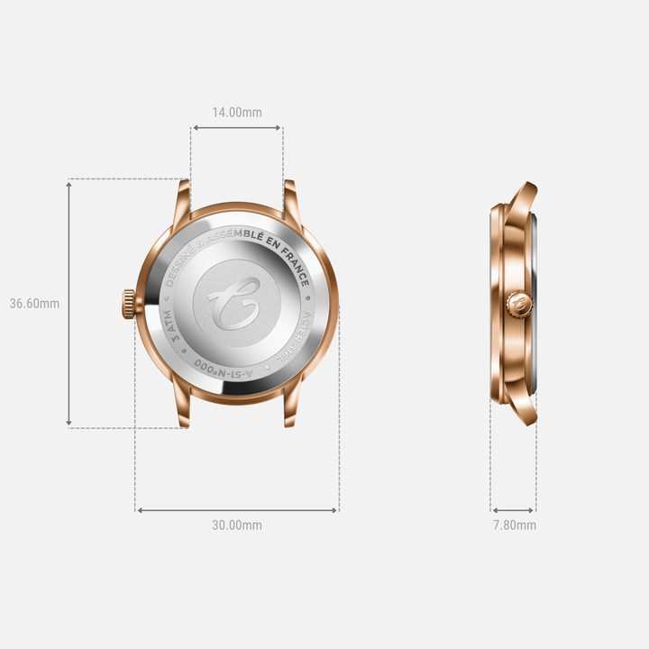 Montre Charlie Paris SULLY Phase de LuneRosé 30 mm en acier inoxydable Charlie Paris Montre Montre Charlie Paris SULLY Phase de Lune - Or Rosé 30 mm | Dépositaire Officiel Canada | Mathieu Blanchard Joaillerie Mathieu Blanchard Joaillerie