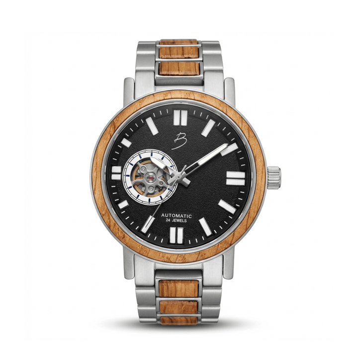 Mathieu Blanchard Montres Chêne provenant de baril de whisky Montre Copernic en bois de baril de whisky recyclé