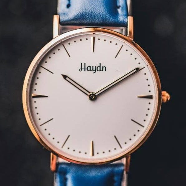 Haydn Montres Cuir / Bleu Montre Daphne avec bracelet en cuir