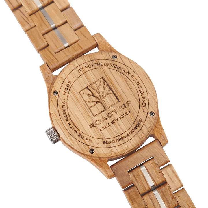 Montre en bois Roadtrip L’Éveil Roadtripmadewood Montre en bois Acier inoxydable RTMW-ROADTRIP-LEVEIL Montre Roadtrip - L’Éveil en bois | Mathieu Blanchard Joaillerie Mathieu Blanchard Joaillerie