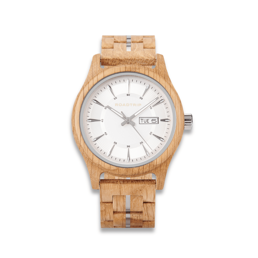 Montre en bois Roadtrip L’Éveil Roadtripmadewood Montre en bois Acier inoxydable RTMW-ROADTRIP-LEVEIL Montre Roadtrip - L’Éveil en bois | Mathieu Blanchard Joaillerie Mathieu Blanchard Joaillerie