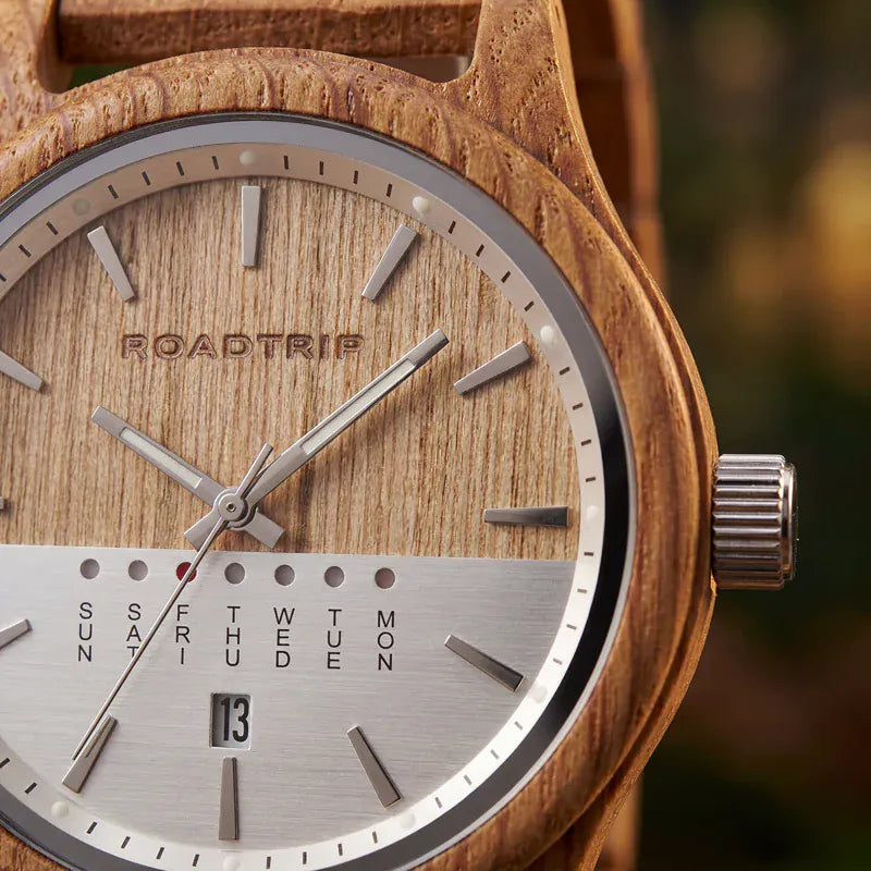 Roadtripmadewood Montre en bois Montre Horizon - Boréal en bois