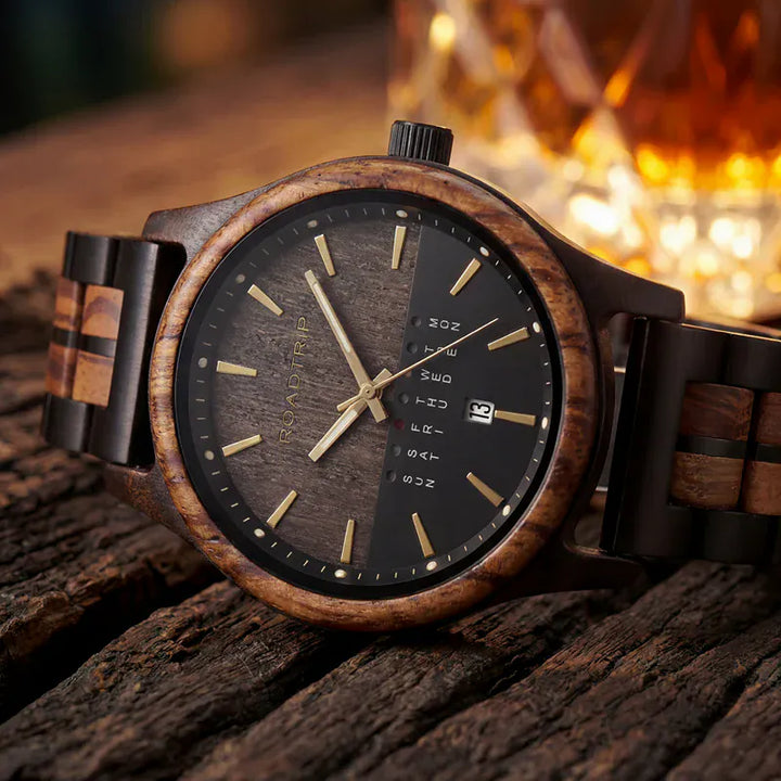 Roadtripmadewood Montre en bois Montre Horizon - Équinoxe en bois
