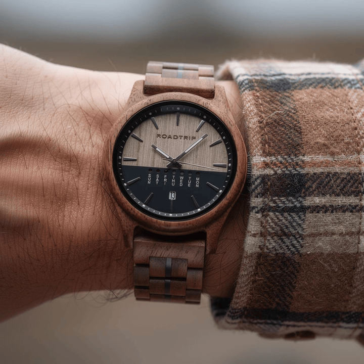 Roadtripmadewood Montre en bois Montre Horizon - Nomade en bois
