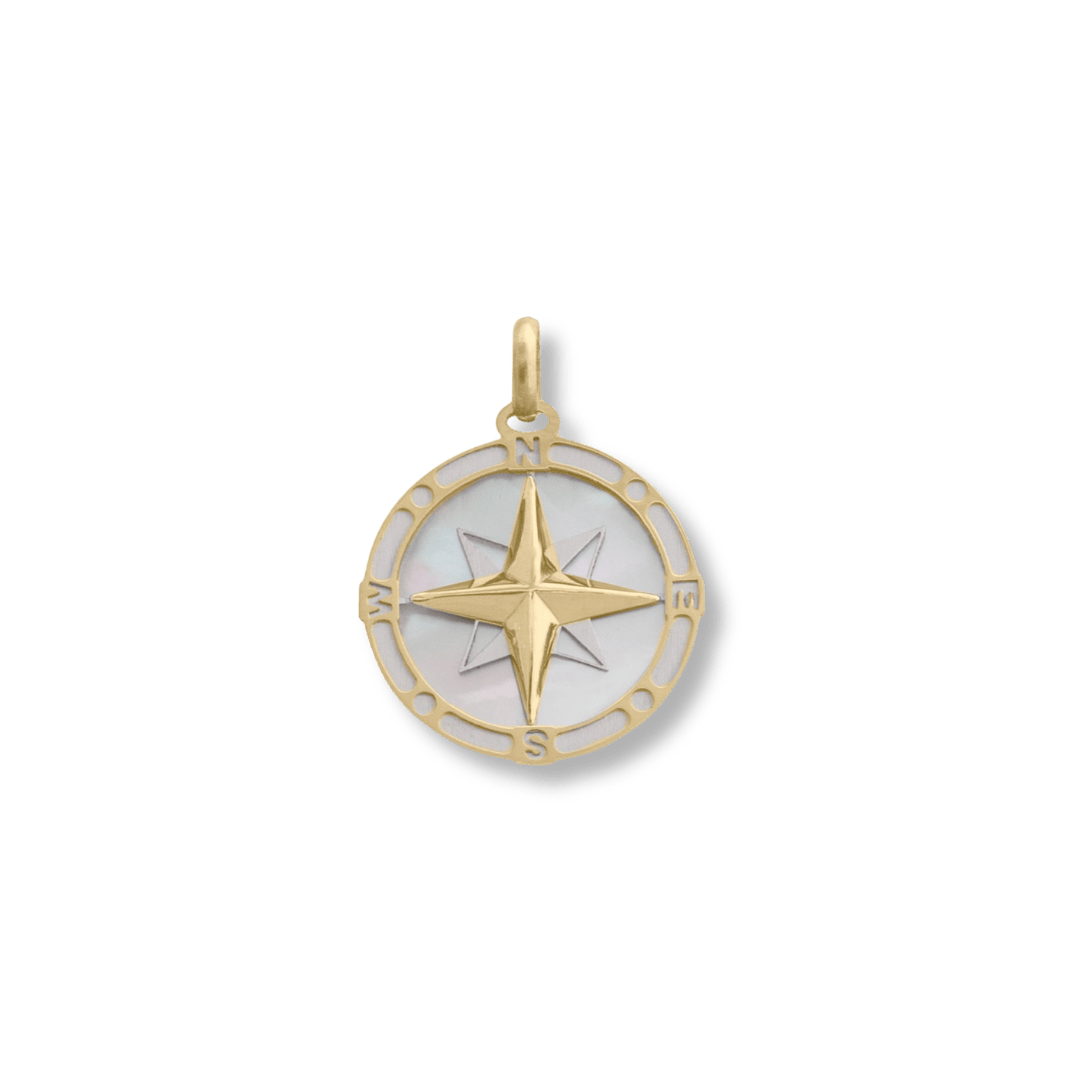Pendentif Boussole en or jaune 10K - Breloques et pendentifs Or jaune 10K PY-04-801/MOP Pendentif Boussole en or jaune 10K | Mathieu Blanchard joailliers Mathieu Blanchard Joaillerie