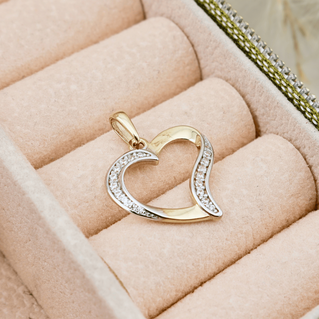 - Colliers Pendentif Coeur Courbé en or 10K