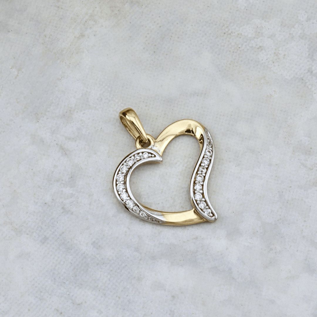Pendentif Cœur Courbé en or jaune 10K - Colliers Or jaune 10K 1439 Pendentif Coeur en or solide 10K | Mathieu Blanchard Joaillerie Mathieu Blanchard Joaillerie