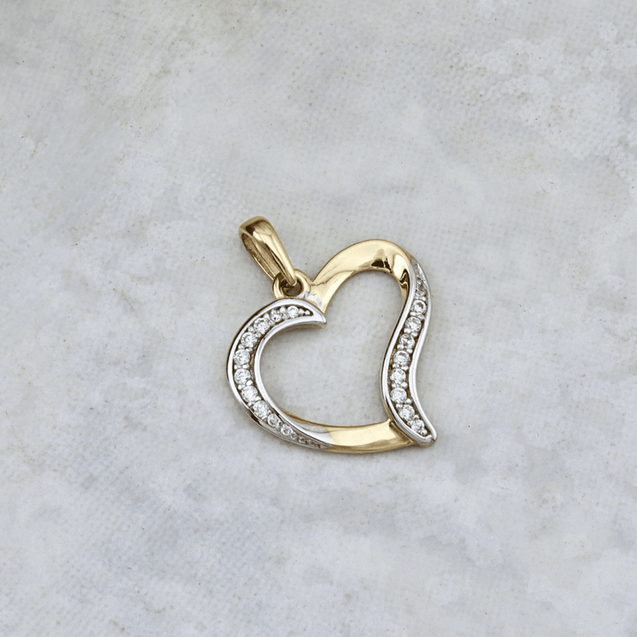Pendentif Cœur Courbé en or jaune 10K - Colliers Or jaune 10K 1439 Pendentif Coeur en or solide 10K | Mathieu Blanchard Joaillerie Mathieu Blanchard Joaillerie