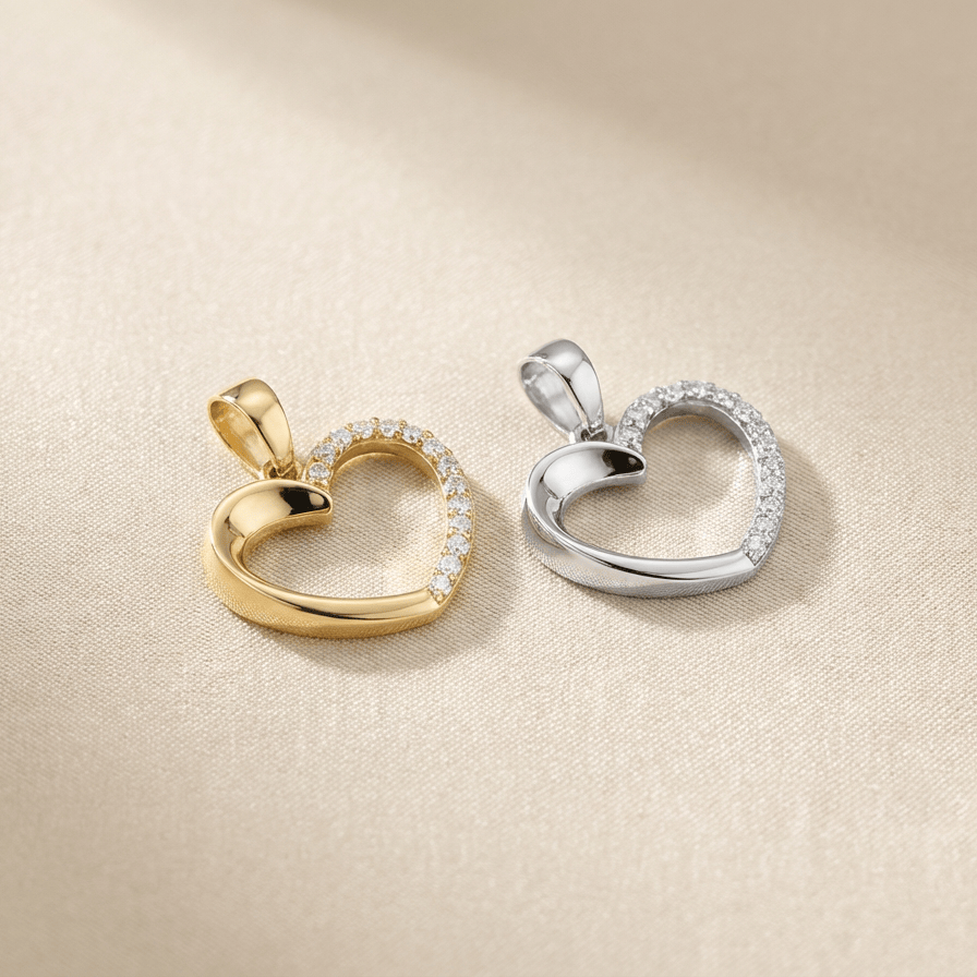Pendentif Cœur Demi Scintillant - Colliers Pendentif Coeur en or solide 10K | Bijouterie Mathieu Blanchard Mathieu Blanchard Joaillerie