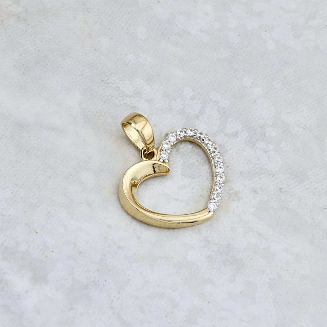 Pendentif Cœur Demi Scintillant - Colliers Or jaune 10K Vi90-118 Pendentif Coeur en or solide 10K | Bijouterie Mathieu Blanchard Mathieu Blanchard Joaillerie