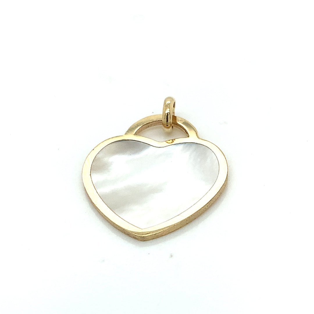 Pendentif Cœur Nacré en or jaune 10K - Colliers Or jaune 10K PY-H4-016/Mother of Pearl Pendentif Coeur en or solide 10K et nacre de perle | Bijouterie Mathieu Blanchard Mathieu Blanchard Joaillerie