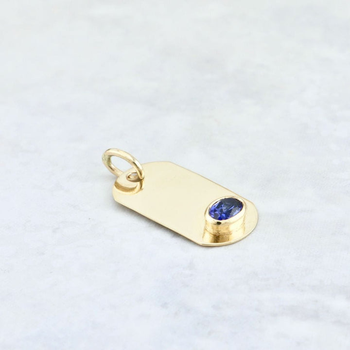 Mathieu Blanchard Collier Pendentif Plaque en or 14K - 18K ou platine et Saphir