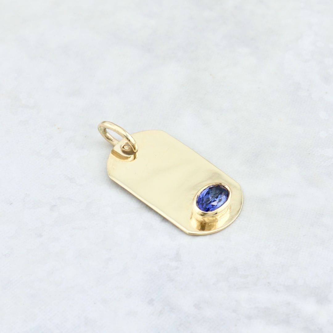Mathieu Blanchard Collier Pendentif Plaque en or 14K - 18K ou platine et Saphir