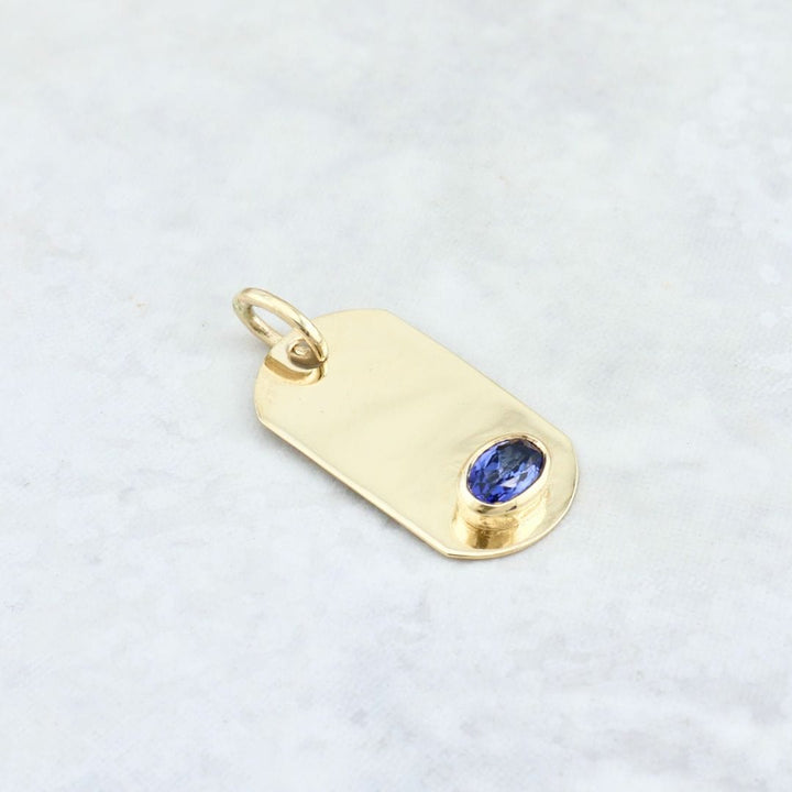 Mathieu Blanchard Collier Pendentif Plaque en or 14K - 18K ou platine et Saphir