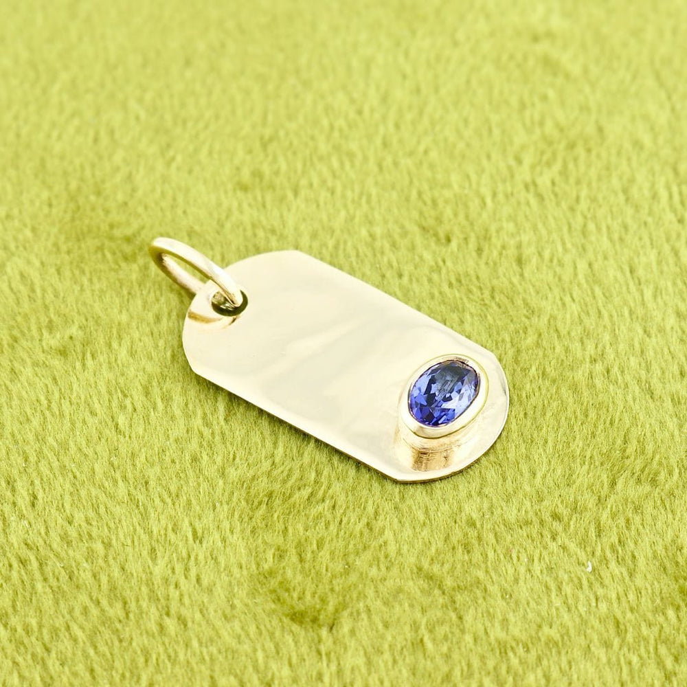Mathieu Blanchard Collier Pendentif Plaque en or 14K - 18K ou platine et Saphir
